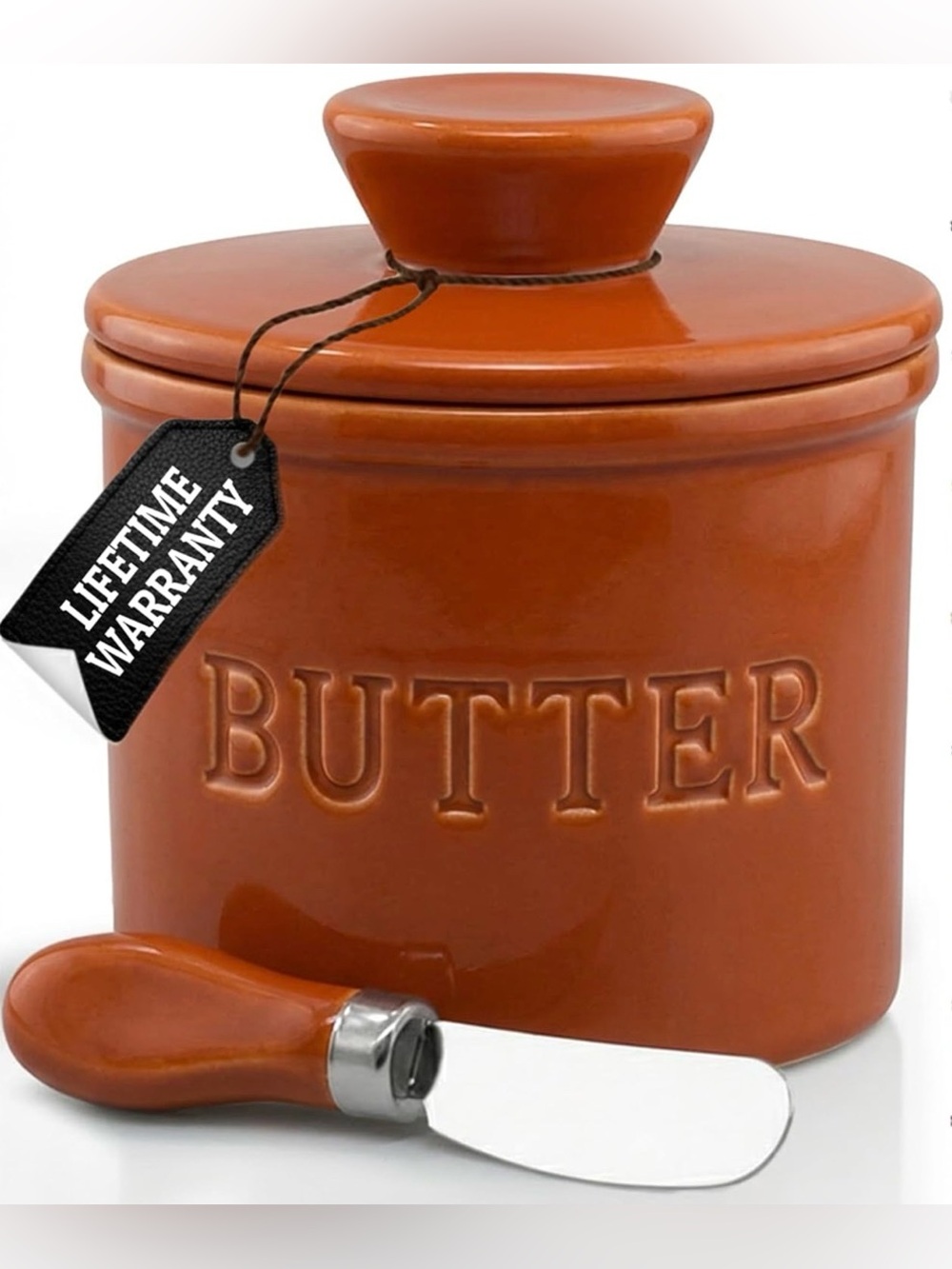 Butter Crock with Lid with Water Line